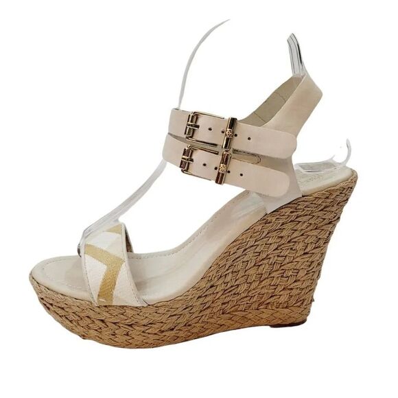 Elliott Lucca Guilia Leather Espadrille Wedge in Linen Multi Size 9 - Picture 6 of 15